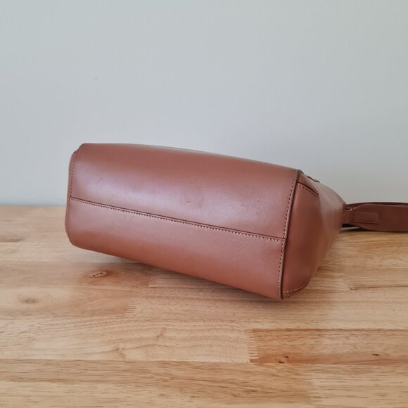 Everlane The Form Bag Cognac Brown Leather Shoulder Handbag Tote Structured - Picture 5 of 10